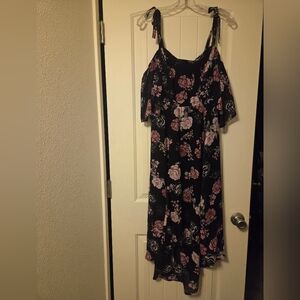 Torrid Floral High Low Dress in Black and Pink